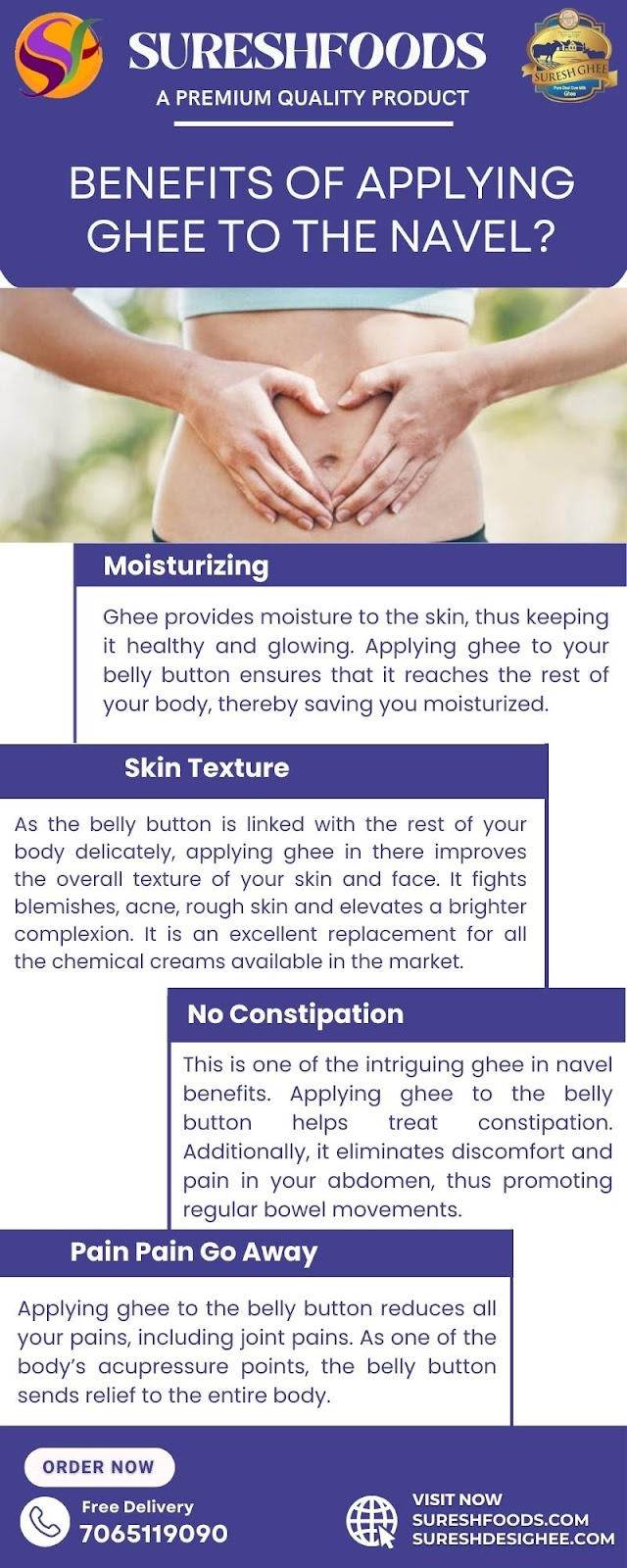 Benefits of applying ghee to the navel?